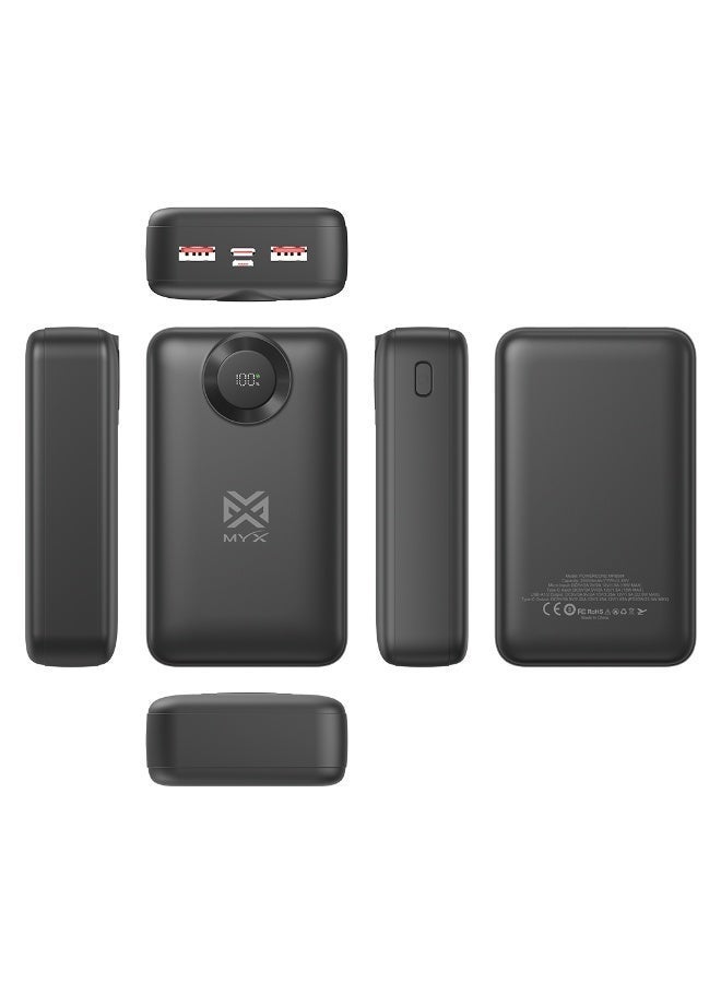 ميكس باور بانك باور كور بسعة 20000 مللي أمبير مع شاشة عرض رقمية | شحن سريع 22.5 واط | شحن PD بقوة 20 واط | ثلاثة منافذ إخراج (USB-C، منفذان USB-A) | شاحن محمول عالي السعة لأجهزة آيفون، سامسونج، آيباد، والهواتف الذكية - Image 3